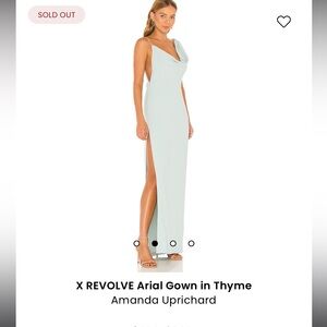 Revolve Amanda Uprichard Arial Gown in Thyme Green - Medium